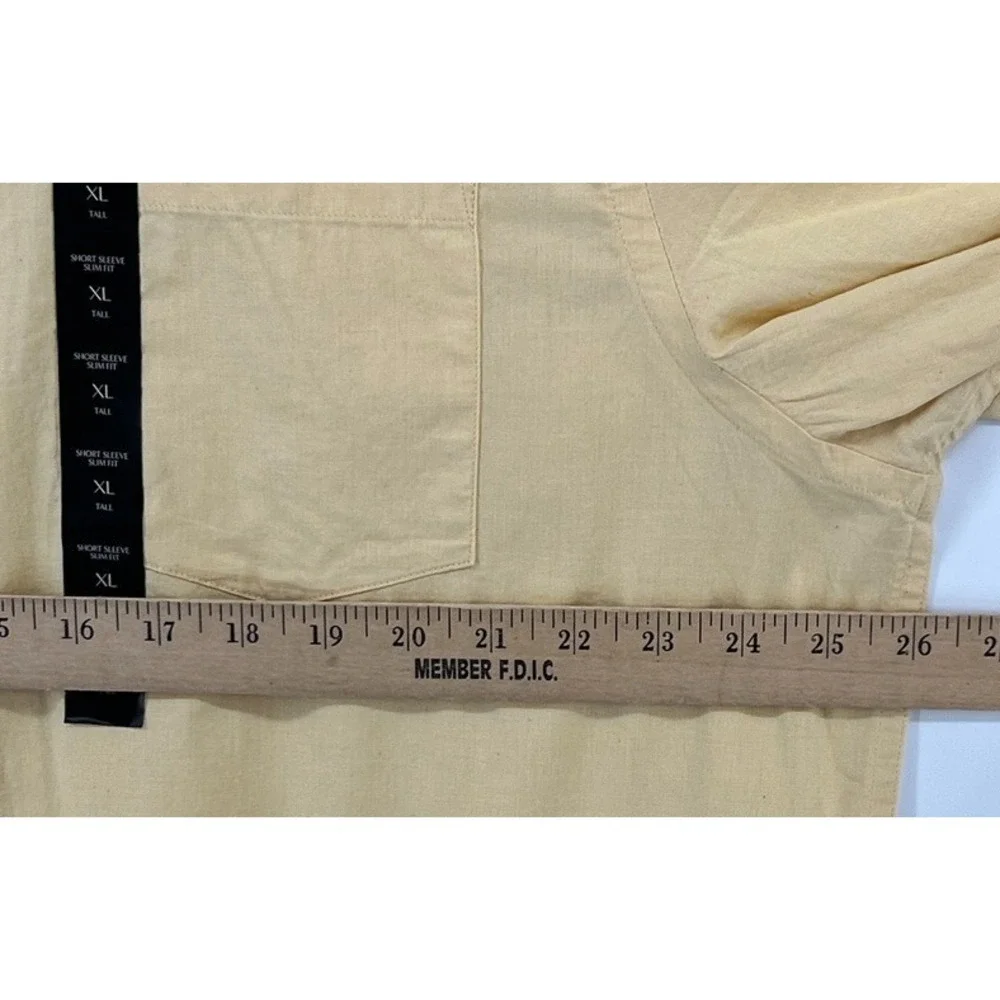Banana Republic Shirt Men XL Tall Yellow Organic Cotton Slim Fit Beach Preppy